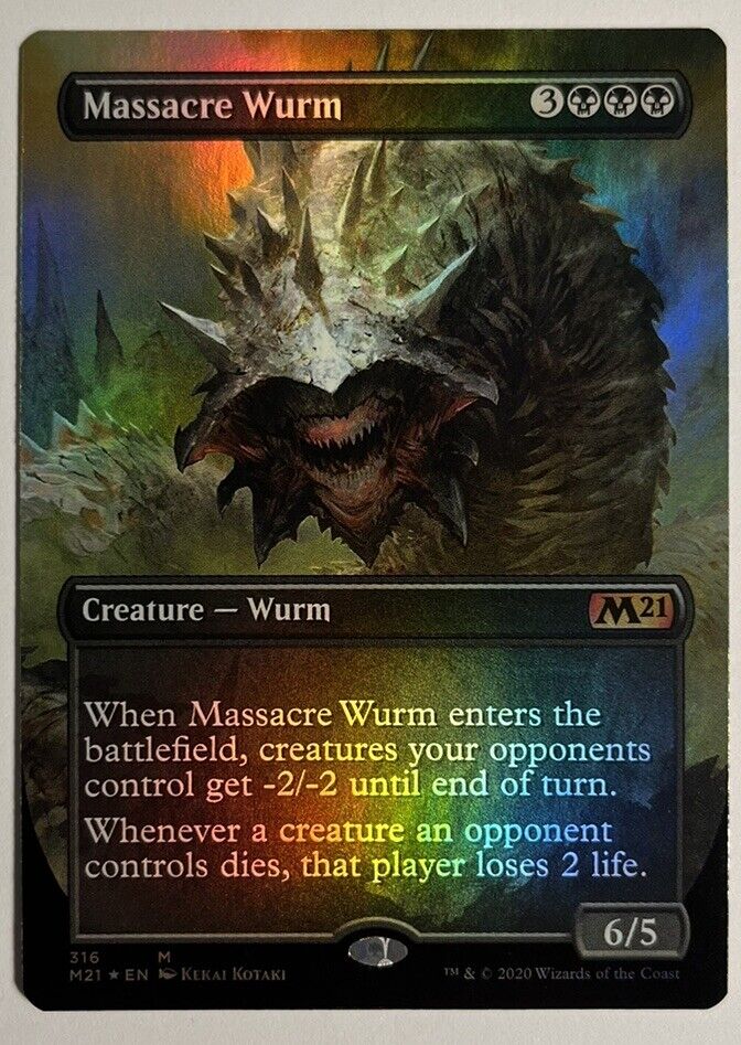 Massacre Wurm Borderless FOIL M21 MTG Pack Fresh Unplayed